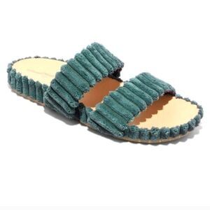 trendy corduroy ladies sandal slides